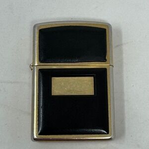 Vintage 1993 Zippo Lighter Gold Tone Black Leather Wrap Engraved DBD